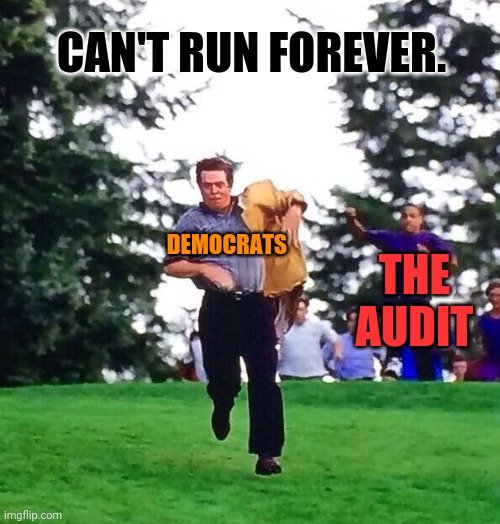 The fraud is too big to ignore | CAN'T RUN FOREVER. DEMOCRATS; THE AUDIT | image tagged in memes | made w/ Imgflip meme maker