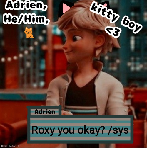 Roxy you okay? /sys | image tagged in adrien | made w/ Imgflip meme maker