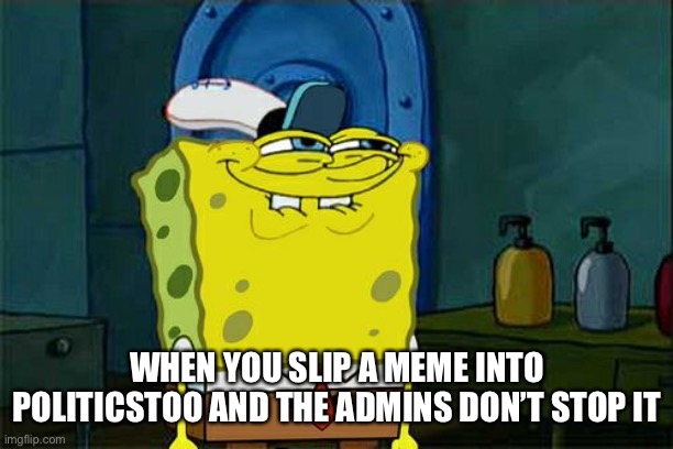 They do try, bless their hearts | WHEN YOU SLIP A MEME INTO POLITICSTOO AND THE ADMINS DON’T STOP IT | image tagged in memes,don't you squidward | made w/ Imgflip meme maker