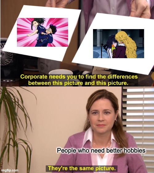 They're The Same Picture Meme | People who need better hobbies | image tagged in memes,they're the same picture,rwby,my hero academia | made w/ Imgflip meme maker
