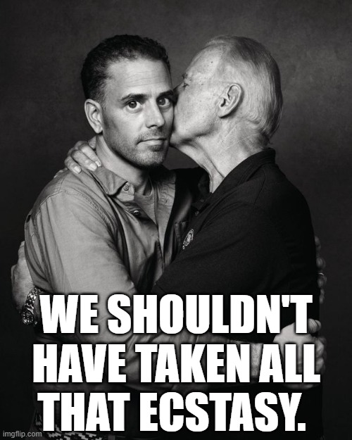 Mmm....you smell like your mother. | WE SHOULDN'T
HAVE TAKEN ALL
THAT ECSTASY. | image tagged in joe biden,hunter biden,ecstasy,memes | made w/ Imgflip meme maker