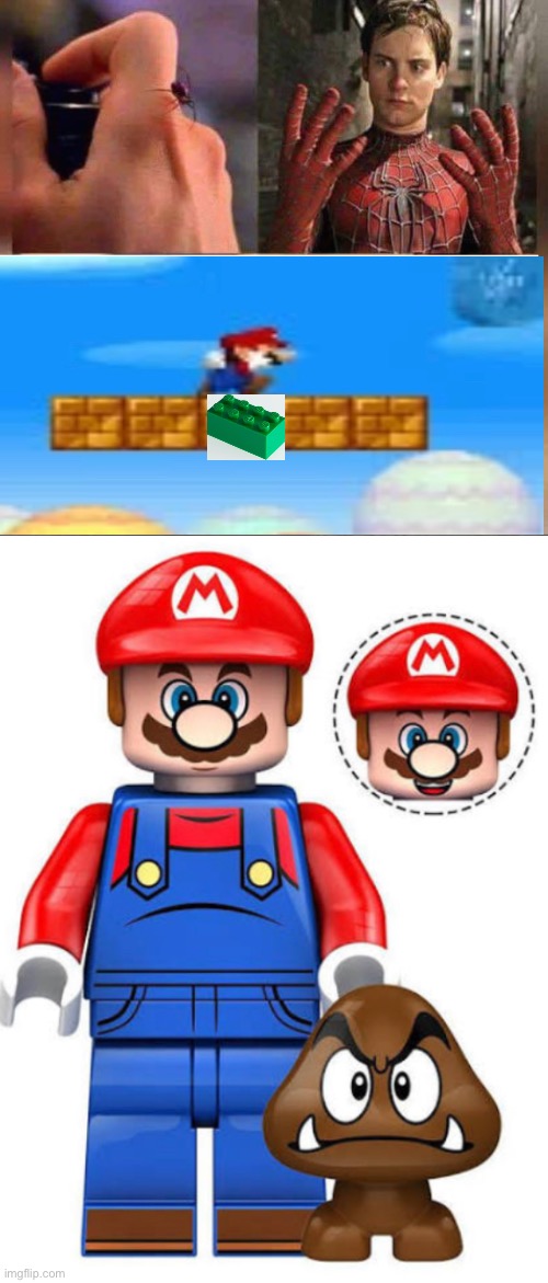 Lego Mario | image tagged in spider bite,funny,memes,mario,lego | made w/ Imgflip meme maker
