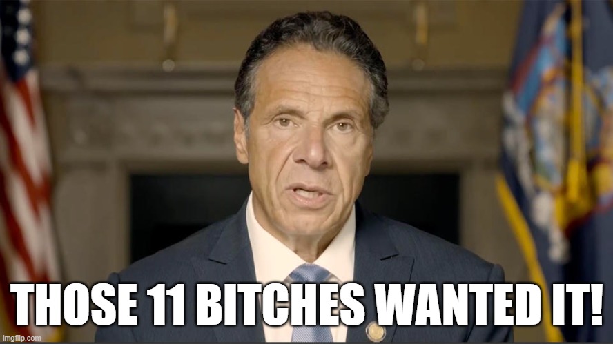 Gee, think he'll resign? | THOSE 11 BITCHES WANTED IT! | image tagged in andrew cuomo,sexual harassment,memes | made w/ Imgflip meme maker