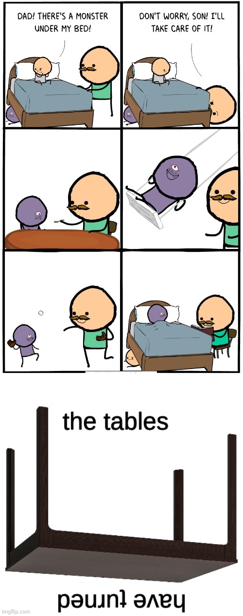 Turntables moment | image tagged in the tables have turned,monster,dark humor,memes,cyanide and happiness,comic | made w/ Imgflip meme maker