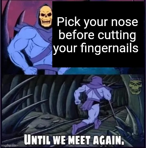 Until we meet again. | Pick your nose before cutting your fingernails | image tagged in until we meet again | made w/ Imgflip meme maker