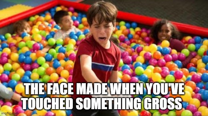 when you've touched something gross | THE FACE MADE WHEN YOU'VE TOUCHED SOMETHING GROSS | image tagged in diaper hands | made w/ Imgflip meme maker