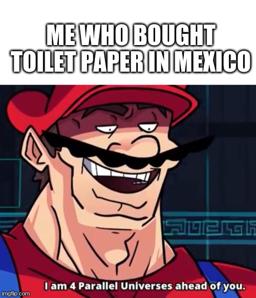 ME WHO BOUGHT TOILET PAPER IN MEXICO | image tagged in blank white template,i am 4 parallel universes ahead of you | made w/ Imgflip meme maker