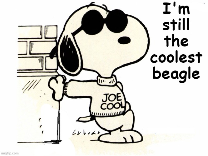 Snoopy Joe Cool | I'm still the coolest beagle | image tagged in snoopy joe cool | made w/ Imgflip meme maker