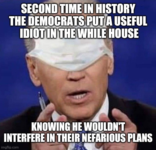 CREEPY UNCLE JOE BIDEN | SECOND TIME IN HISTORY THE DEMOCRATS PUT A USEFUL
 IDIOT IN THE WHILE HOUSE KNOWING HE WOULDN'T INTERFERE IN THEIR NEFARIOUS PLANS | image tagged in creepy uncle joe biden | made w/ Imgflip meme maker