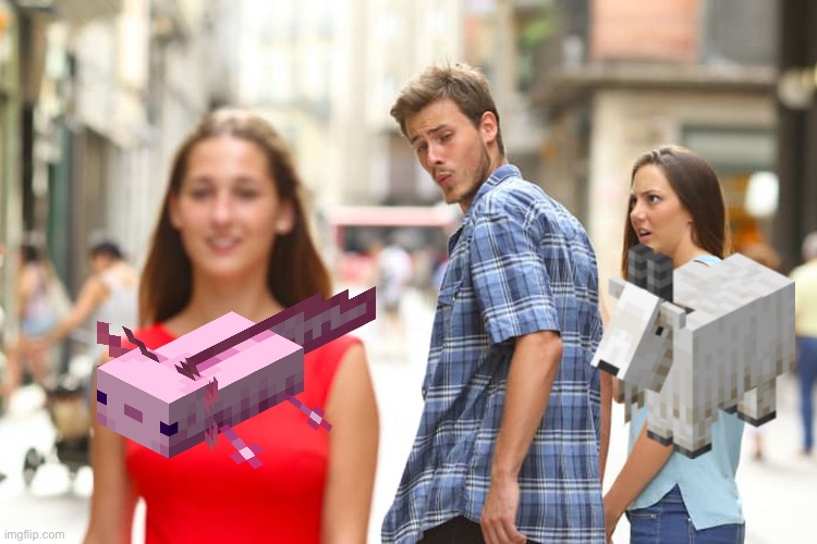 Basically every minecraft player | image tagged in memes,distracted boyfriend | made w/ Imgflip meme maker