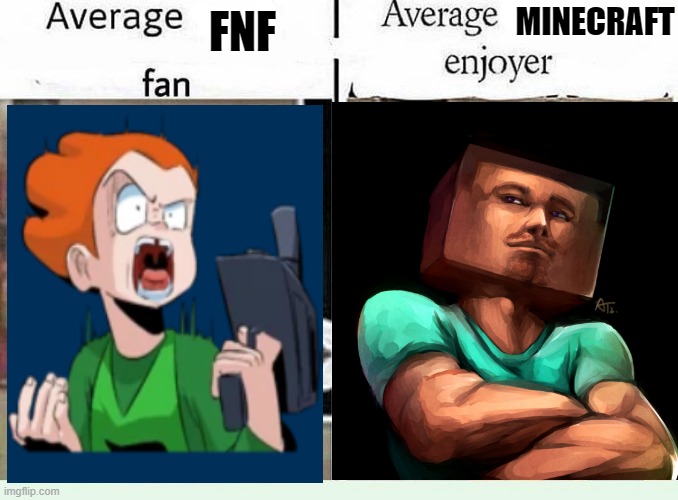 A cool ass meme i made B) | MINECRAFT; FNF | image tagged in funny meme,relatable,opinion based | made w/ Imgflip meme maker