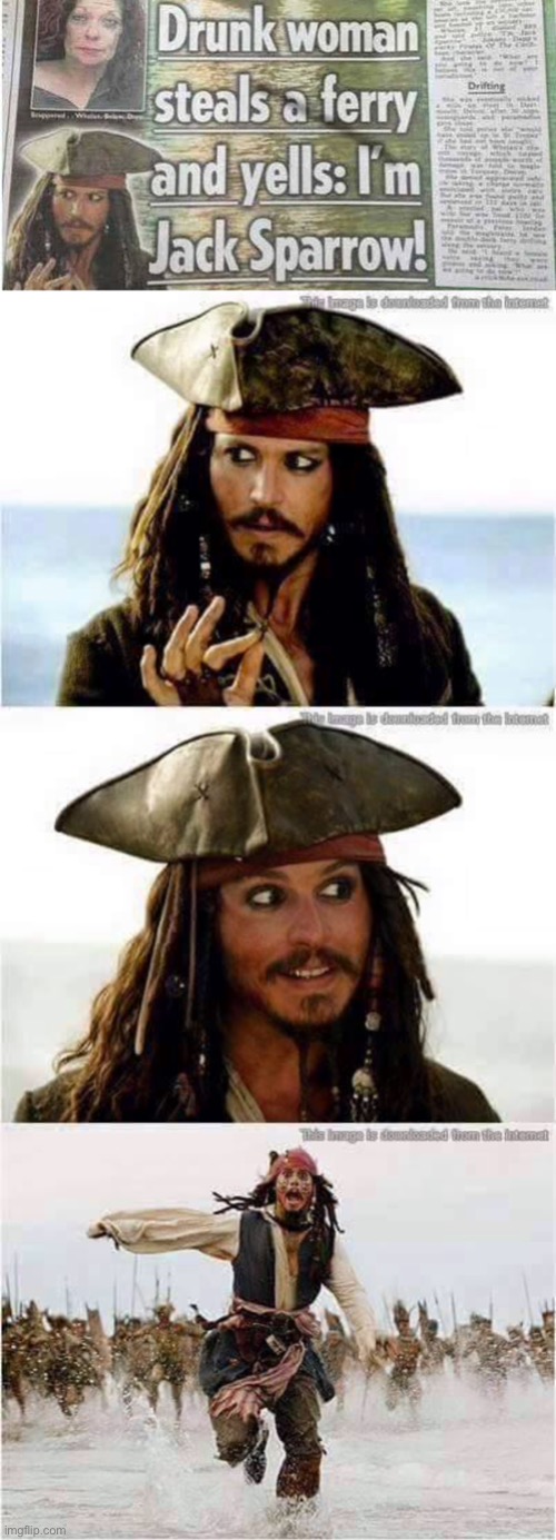 Even Jack Sparrow ran away | image tagged in jack sparrow run,drunk,thief,pirate | made w/ Imgflip meme maker
