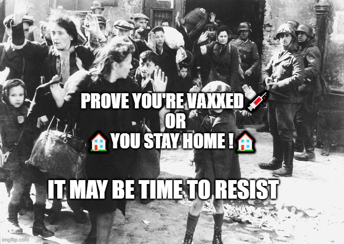 warsaw 1943 | PROVE YOU'RE VAXXED💉
OR
🏠YOU STAY HOME !🏠; IT MAY BE TIME TO RESIST | image tagged in warsaw 1943 | made w/ Imgflip meme maker