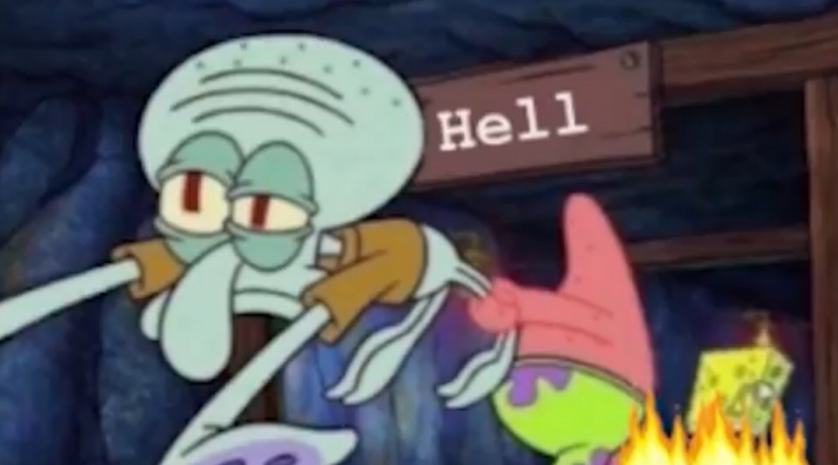 Squidward being dragged down to hell Blank Meme Template