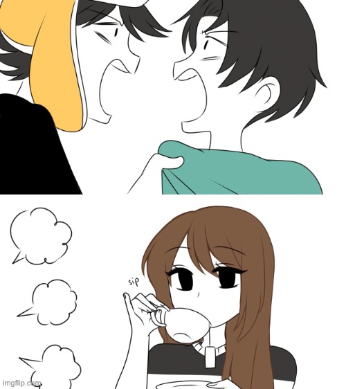 Link below | image tagged in emirichu sipping tea while 2 boys fight | made w/ Imgflip meme maker