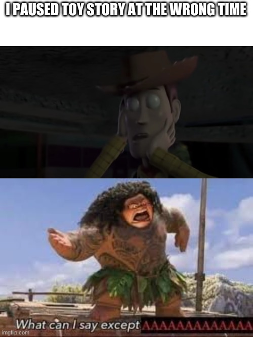 I paused toy story at a wrong time | I PAUSED TOY STORY AT THE WRONG TIME | image tagged in what can i say except aaaaaaaaaaa | made w/ Imgflip meme maker