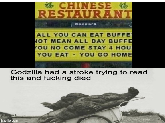 Lol | image tagged in godzilla had a stroke trying to read this and fricking died | made w/ Imgflip meme maker