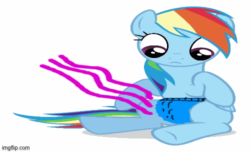 Pony pees and poops her pants | image tagged in gifs,my little pony,rainbow dash,rainbow dash pees and poops herself | made w/ Imgflip images-to-gif maker