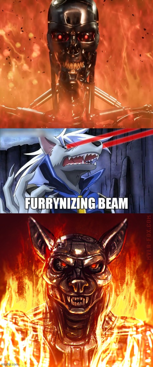 DU DU DUN DU DUN   DU DU DUN DU DUN | image tagged in furrynizing beam,terminator,furry,memes,terminator robot t-800 | made w/ Imgflip meme maker