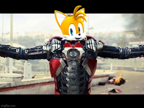 iron man suit up but its tails | image tagged in tails,tails the fox,iron man | made w/ Imgflip meme maker