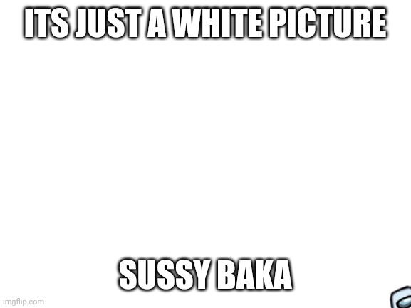 Blank White Template | ITS JUST A WHITE PICTURE; SUSSY BAKA | image tagged in blank white template,sussy,amogus | made w/ Imgflip meme maker