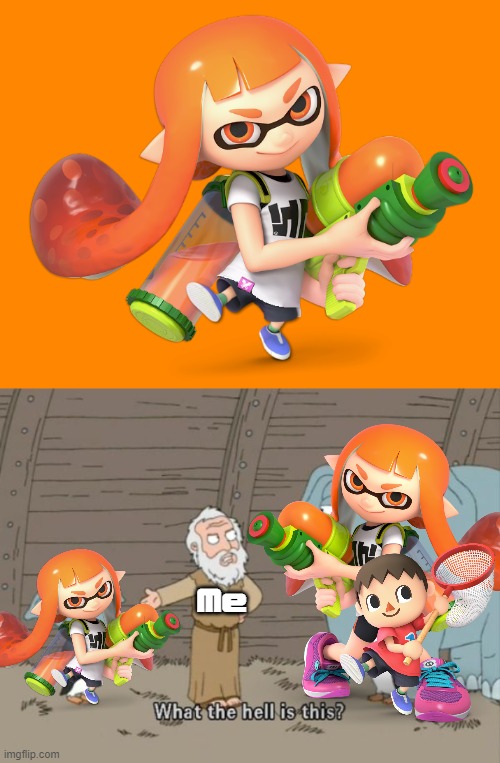 Thanks, I hate Inkling with Villager's Legs | Me | image tagged in what the hell is this,thanks i hate it,cursed image,what a terrible day to have eyes,inkling,villager | made w/ Imgflip meme maker