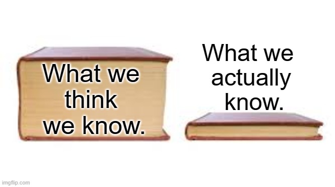 True wisdom comes from knowing that we know nothing | What we 
actually
 know. What we 
think 
we know. | image tagged in actual knowledge,what we know,real wisdom | made w/ Imgflip meme maker