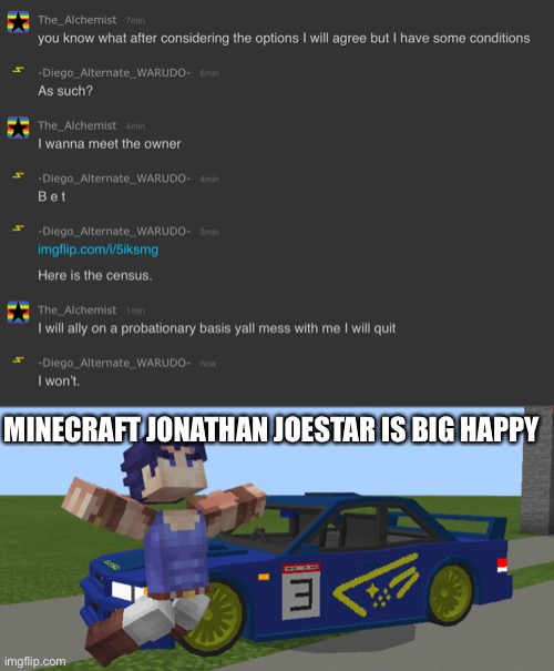 BIG POG | MINECRAFT JONATHAN JOESTAR IS BIG HAPPY | made w/ Imgflip meme maker