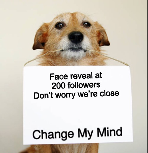 Currently need: 13 | Face reveal at 200 followers
Don’t worry we’re close | image tagged in change my mind dog | made w/ Imgflip meme maker