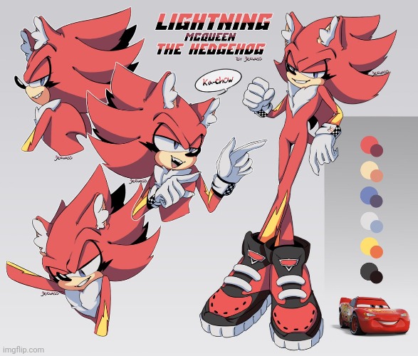 Imagine if someone made NASCAR drivers as hedgehogs- | image tagged in lightning mcqueen,sonic the hedgehog,oh wow are you actually reading these tags | made w/ Imgflip meme maker