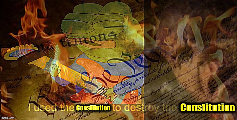 “I exposed exploitable loopholes in the constitutional order! U mad at my pyrotechnics bro? Yeah!” —Andrew | image tagged in pepe party i used the constitution,pepe party,i used the stones to destroy the stones,constitution,u mad bro,u mad | made w/ Imgflip meme maker