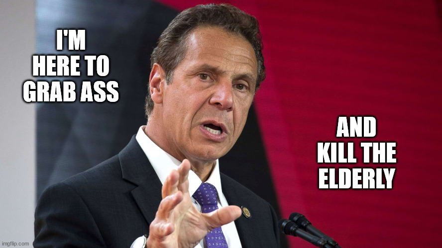 AND KILL THE ELDERLY; I'M HERE TO GRAB ASS | image tagged in cuomo grab ass and kill elderly | made w/ Imgflip meme maker