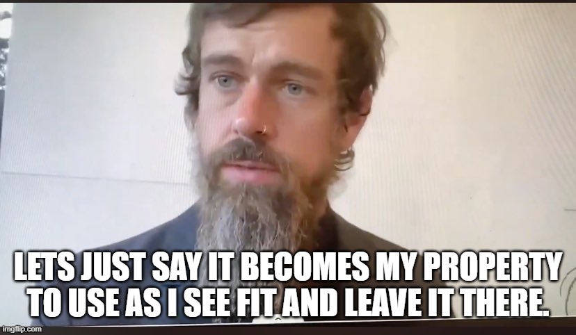 Jack Dorsey beard | LETS JUST SAY IT BECOMES MY PROPERTY TO USE AS I SEE FIT AND LEAVE IT THERE. | image tagged in jack dorsey beard | made w/ Imgflip meme maker