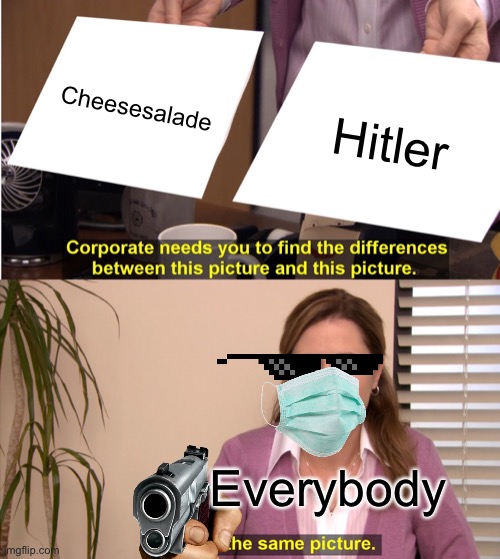 They're The Same Picture Meme | Cheesesalade Hitler Everybody | image tagged in memes,they're the same picture | made w/ Imgflip meme maker
