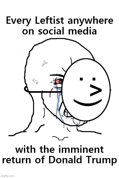 Trump's return to the Presidency is imminent and unavoidable. | Every Leftist anywhere
on social media; with the imminent return of Donald Trump | image tagged in libtards,trump,communists,antifa,blm,leftists | made w/ Imgflip meme maker