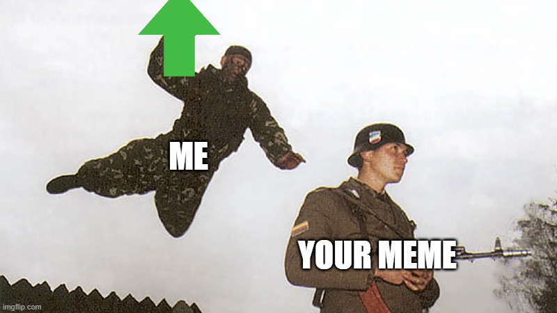 :) | ME; YOUR MEME | image tagged in soldier jump spetznaz | made w/ Imgflip meme maker