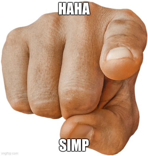 when the | HAHA; SIMP | image tagged in pointing finger | made w/ Imgflip meme maker
