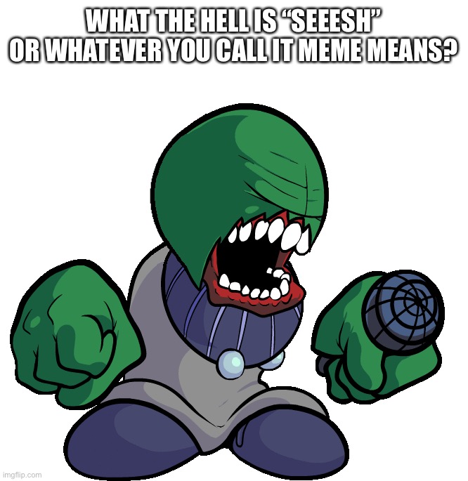 I’m dumb | WHAT THE HELL IS “SEEESH” OR WHATEVER YOU CALL IT MEME MEANS? | image tagged in bald tricky | made w/ Imgflip meme maker