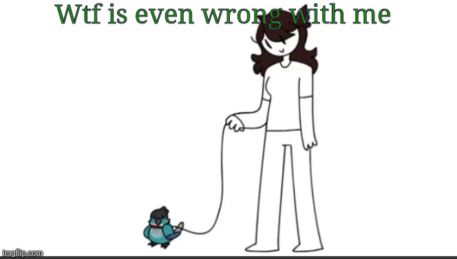 Jaiden walking Ari | Wtf is even wrong with me | image tagged in jaiden walking ari | made w/ Imgflip meme maker