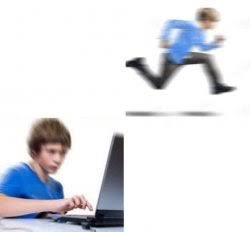 Kid runs to Computer Blank Meme Template