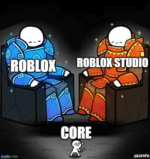 Games | ROBLOX STUDIO; ROBLOX; CORE | image tagged in srgrafo 152,roblox | made w/ Imgflip meme maker