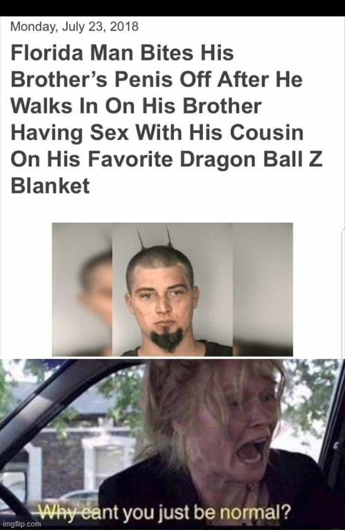 Florida Man | image tagged in why can't you just be normal,florida man | made w/ Imgflip meme maker