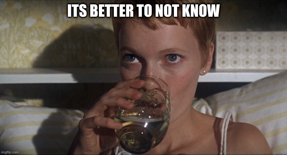 About anything, really | ITS BETTER TO NOT KNOW | image tagged in rosemary | made w/ Imgflip meme maker
