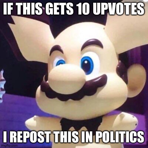 IF THIS GETS 10 UPVOTES; I REPOST THIS IN POLITICS | made w/ Imgflip meme maker