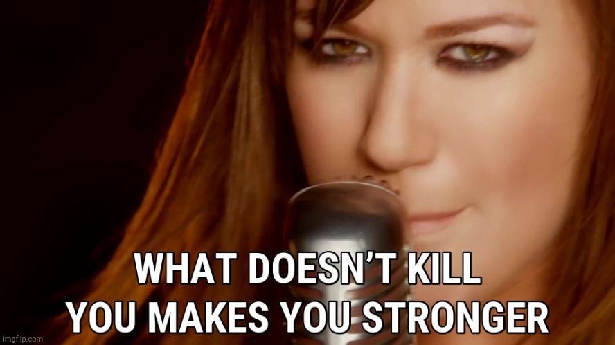 Kelly Clarkson what doesn't kill you makes you stronger | image tagged in kelly clarkson what doesn't kill you makes you stronger | made w/ Imgflip meme maker