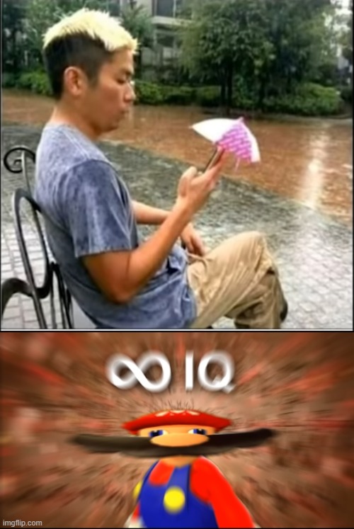 How to use your phone in a raining day | image tagged in infinity iq mario | made w/ Imgflip meme maker