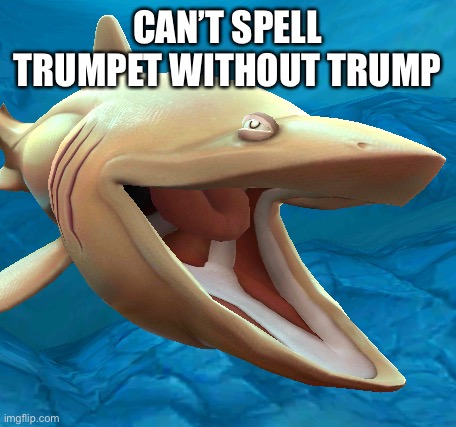 Basking Shark Pog | CAN’T SPELL TRUMPET WITHOUT TRUMP | image tagged in basking shark pog | made w/ Imgflip meme maker