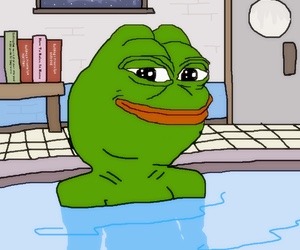 High Quality Pepe swimming pool Blank Meme Template