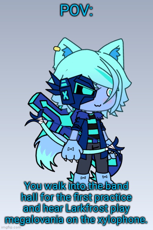 Larkfrost | POV:; You walk into the band hall for the first practice and hear Larkfrost play megalovania on the xylophone. | image tagged in larkfrost | made w/ Imgflip meme maker
