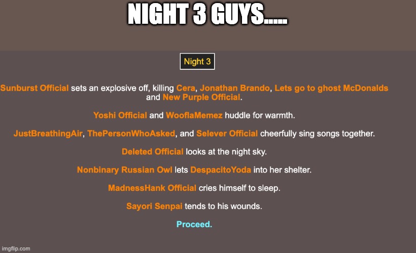 Night 3 has a few souls | NIGHT 3 GUYS..... | made w/ Imgflip meme maker